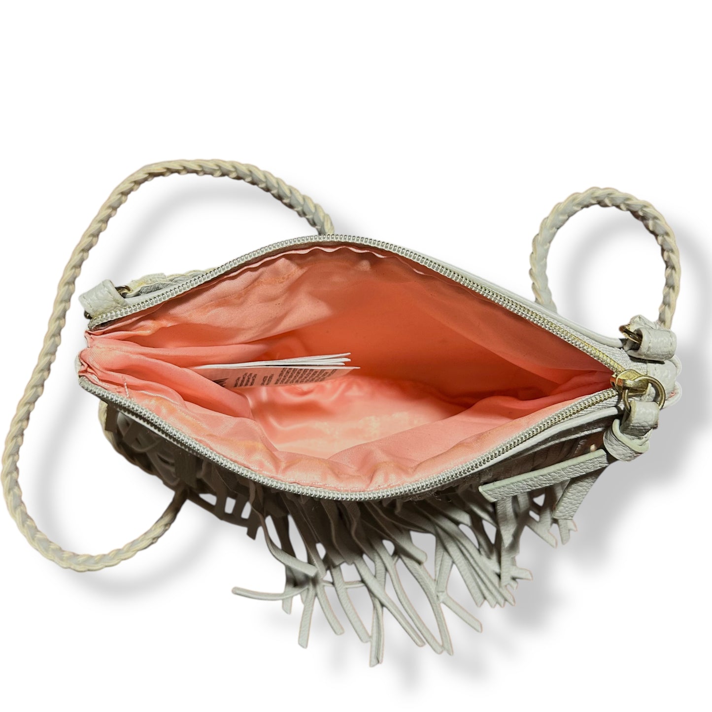 Wild & Free Beige Fringed Leather Crossbody Purse