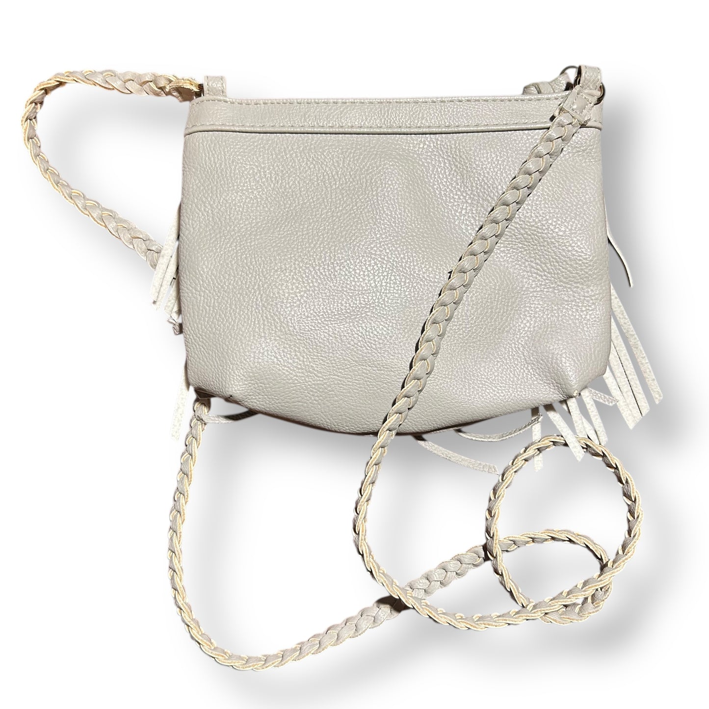 Wild & Free Beige Fringed Leather Crossbody Purse