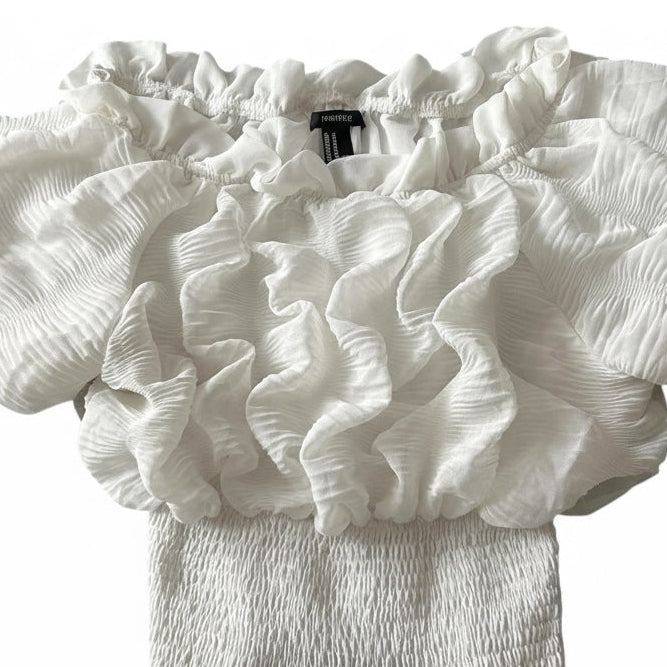Forever 21 Size Medium Crop Top Off the Shoulder White Blouse