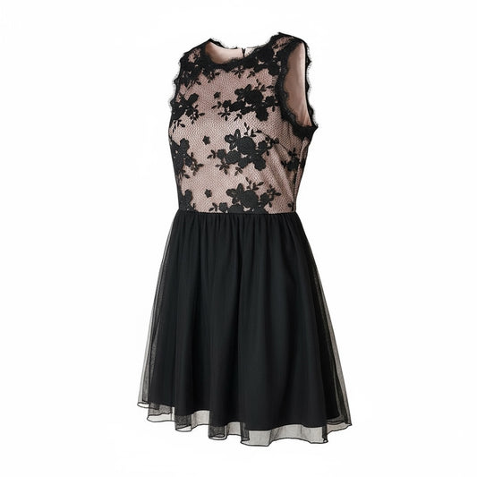 Black lace dress on a white background