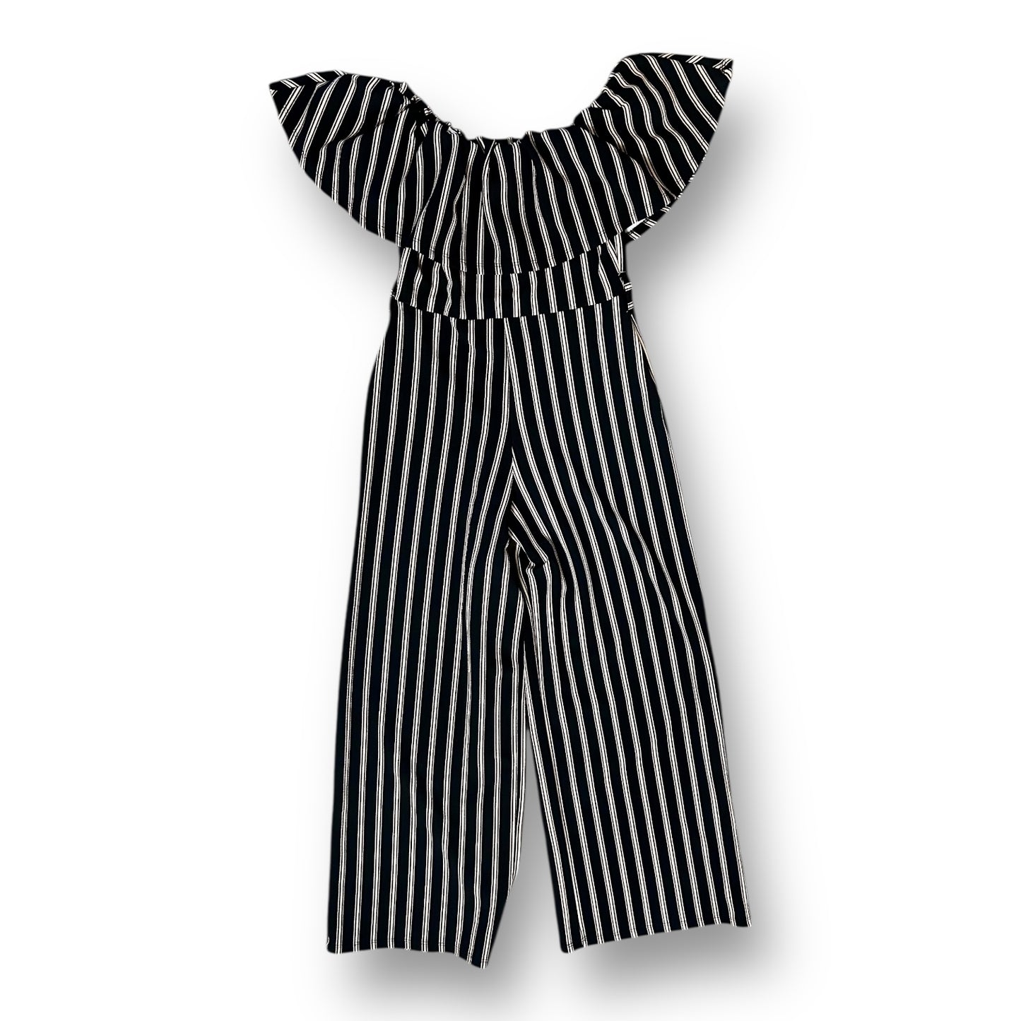 Forever 21 Size Small Jumpsuit Black & Beige Striped Off the Shoulder One Piece