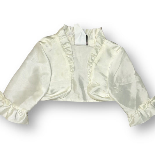 Girls Size 4 Cropped Top Ivory Dress Cardigan with Ruffles
