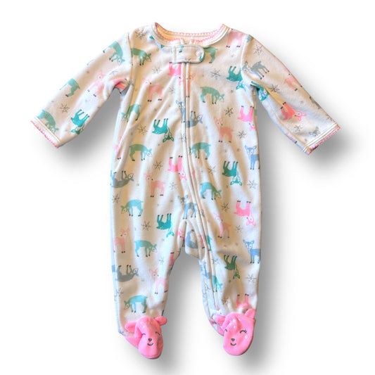 Baby onesie with animal pattern on a white background