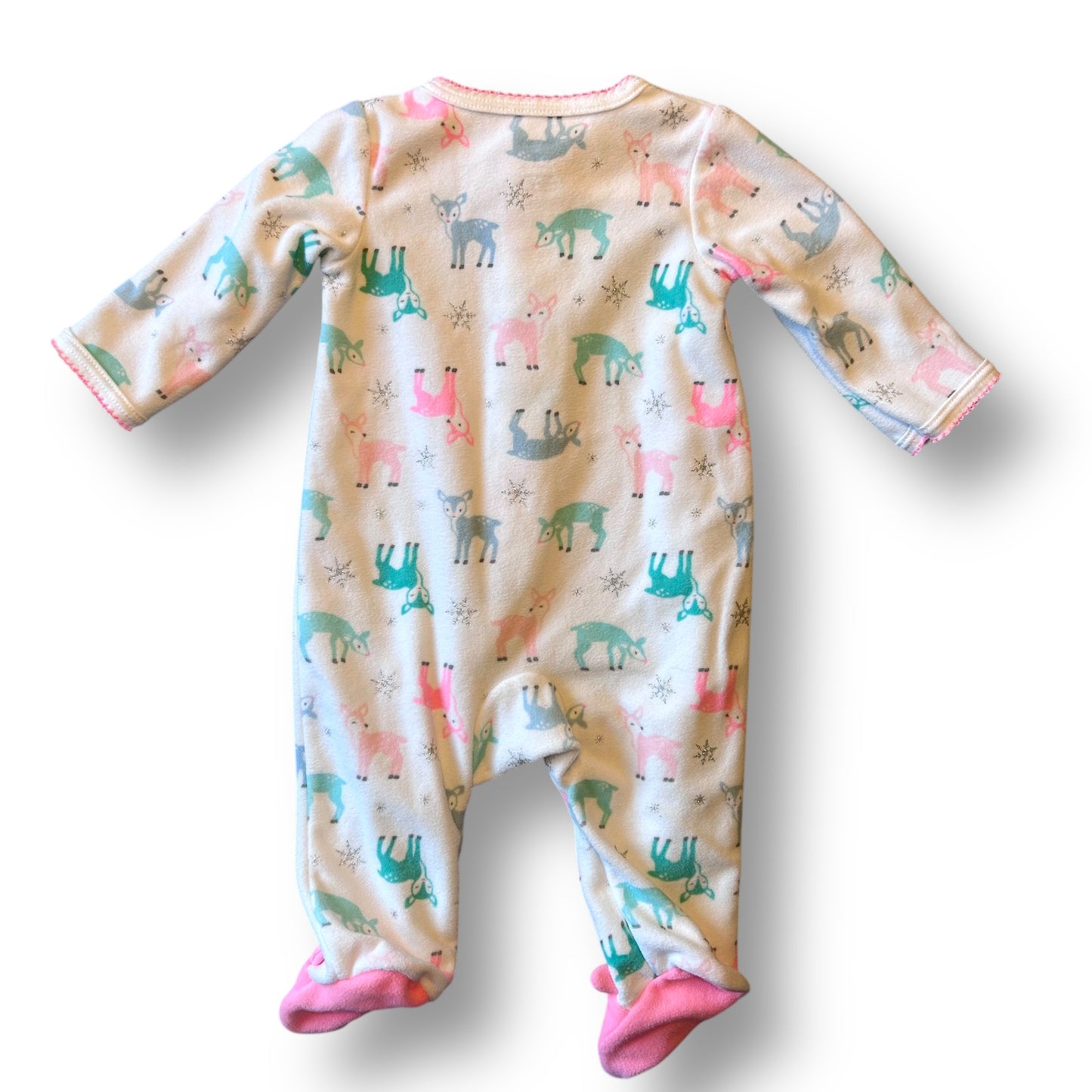 Carter's Baby Girl Fleece Footie Pajamas Size 3 Months Full Zip Shimmer Reindeer