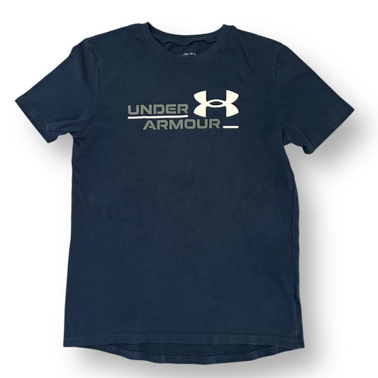 Navy blue Under Armour t-shirt on a white background