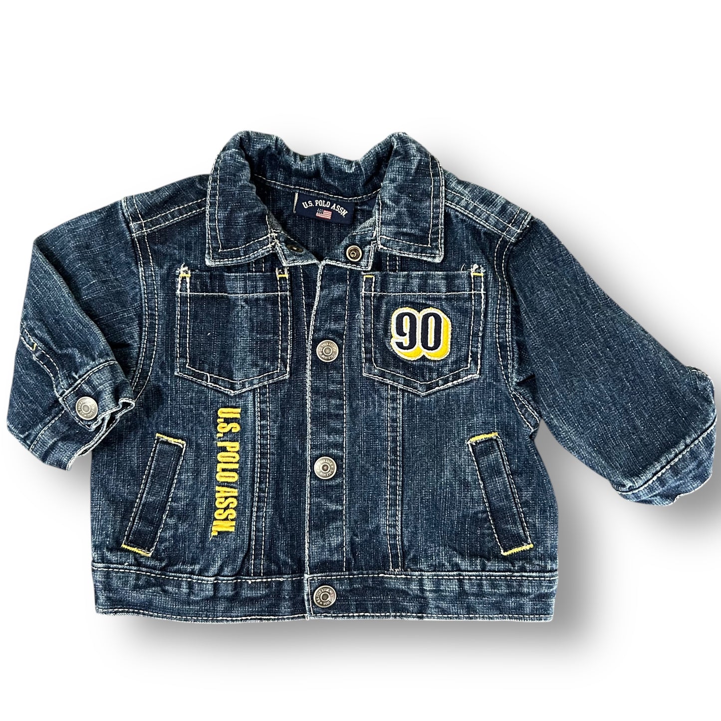 US Polo Assn Baby Boy Jean Jacket 6-12 Months Embroidered Denim Button Up