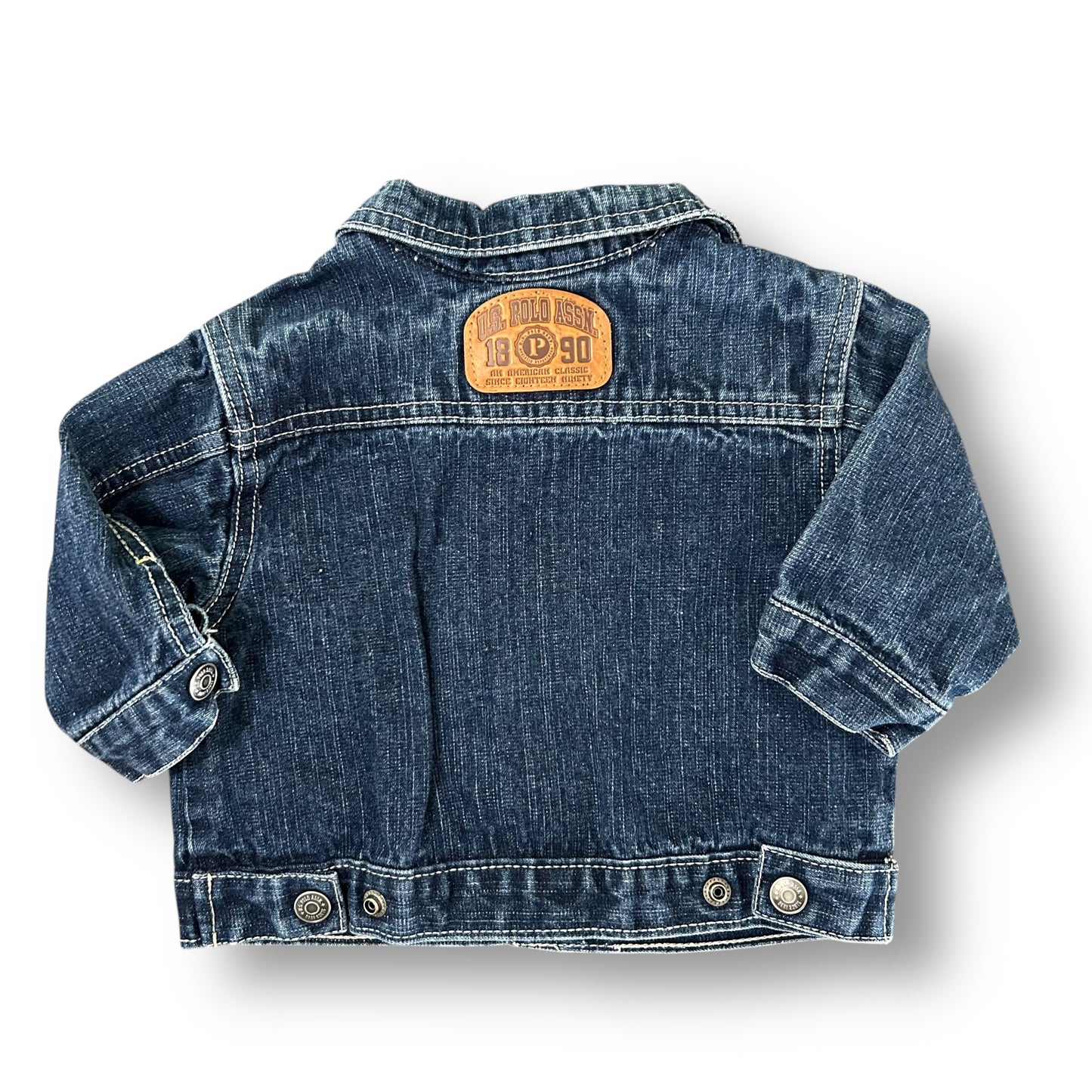 US Polo Assn Baby Boy Jean Jacket 6-12 Months Embroidered Denim Button Up