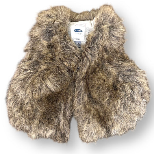 Brown faux fur vest on a white background