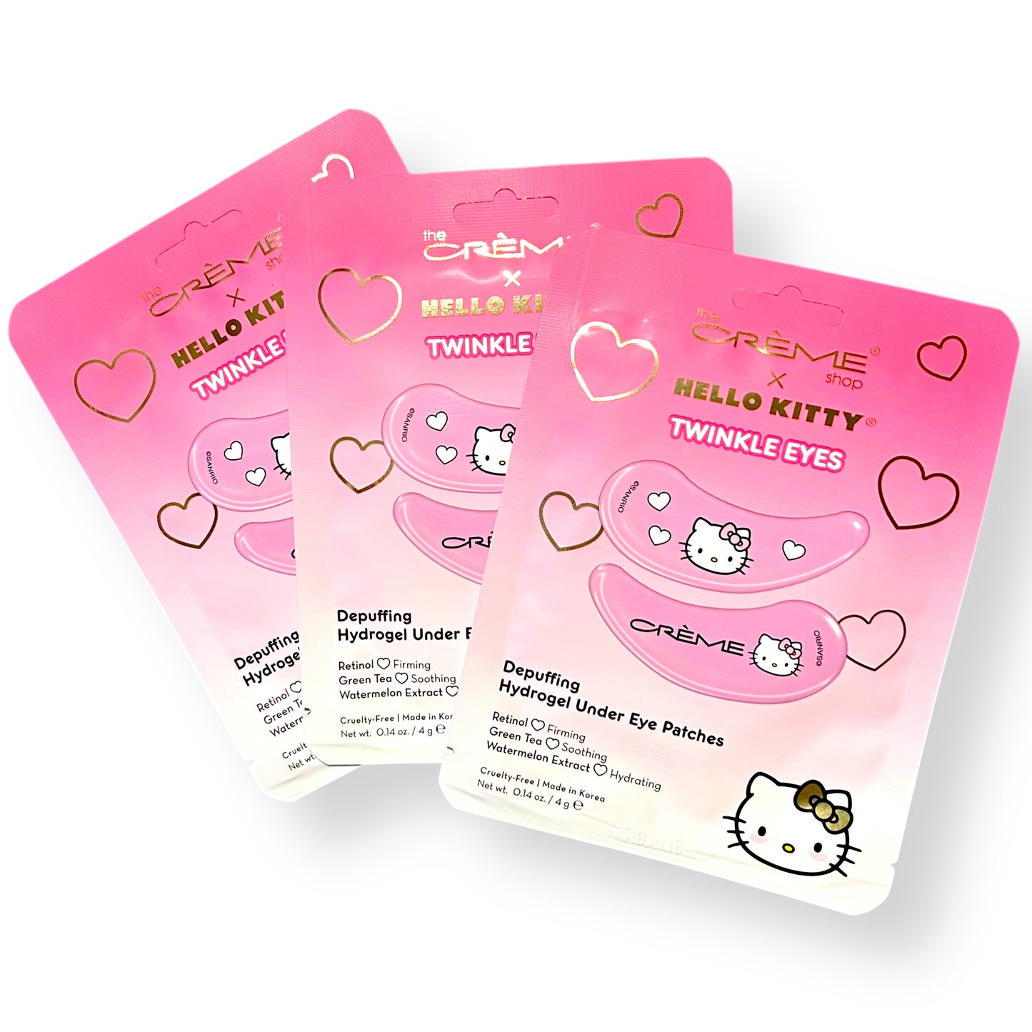 NEW! The Crème Shop Hydrogel Under Eye Patches Hello Kitty Girls Skincare (3 Pk)