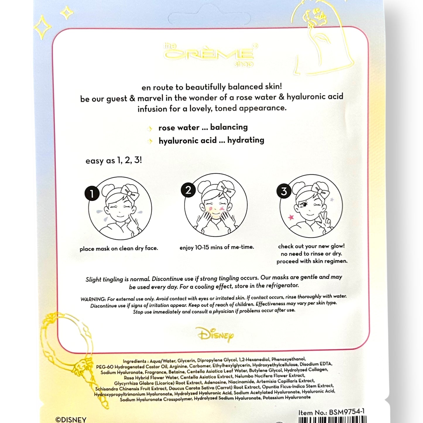 NEW! The Crème Shop Face Mask (2 Pack) Disney Princess Girls Sheet Mask Set