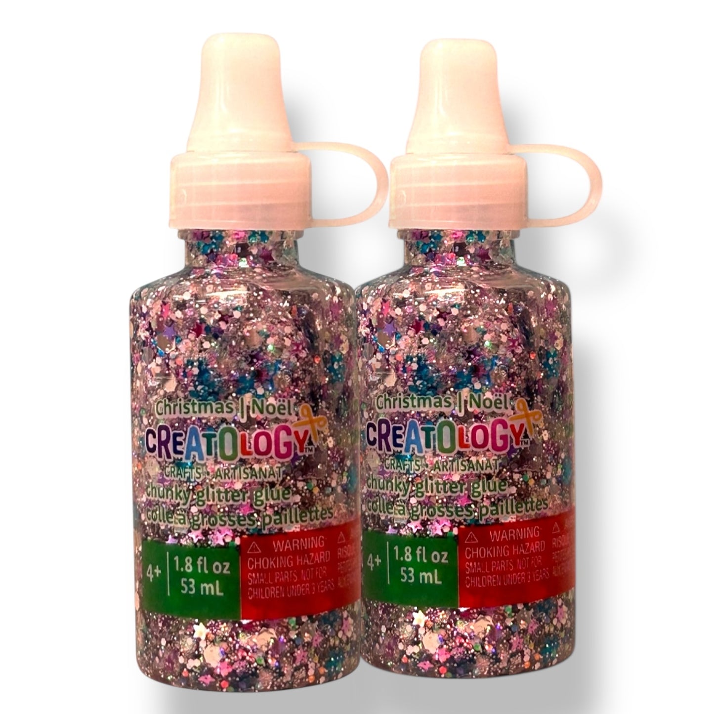 NEW! Pack of (2) Christmas Noel Chunky Glitter Glue Bottles