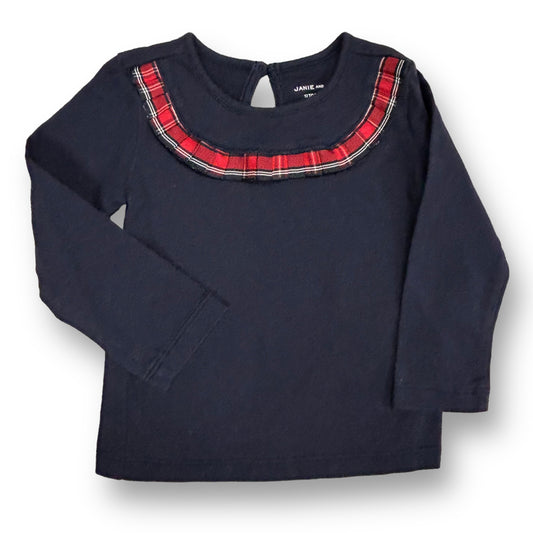 Girls Janie and Jack Size 12-18 Months Navy Long Sleeve Collar Shirt