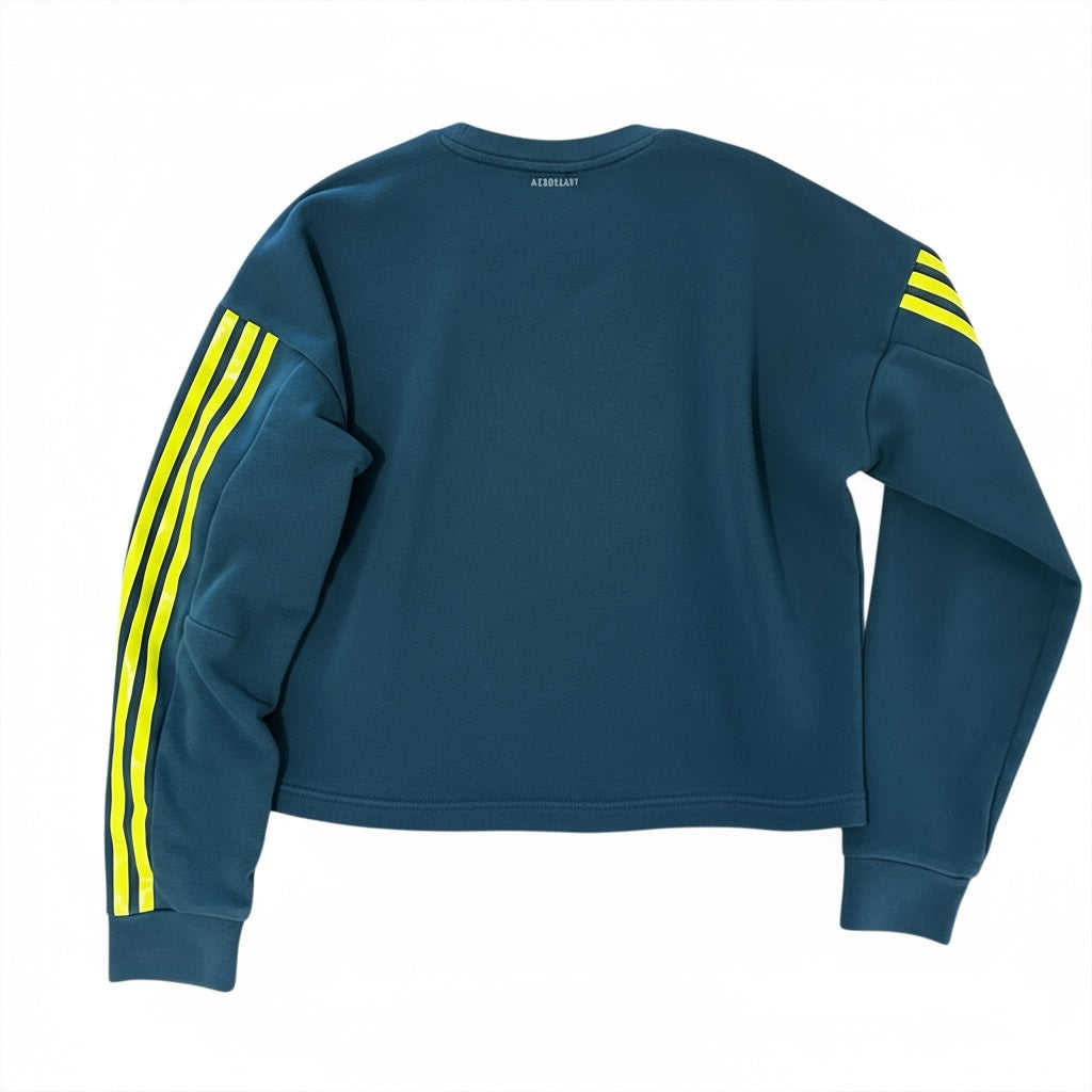 Women’s Adidas Crop Hoodie Size Medium PrimeGreen Loose Fit Pullover Sweatshirt