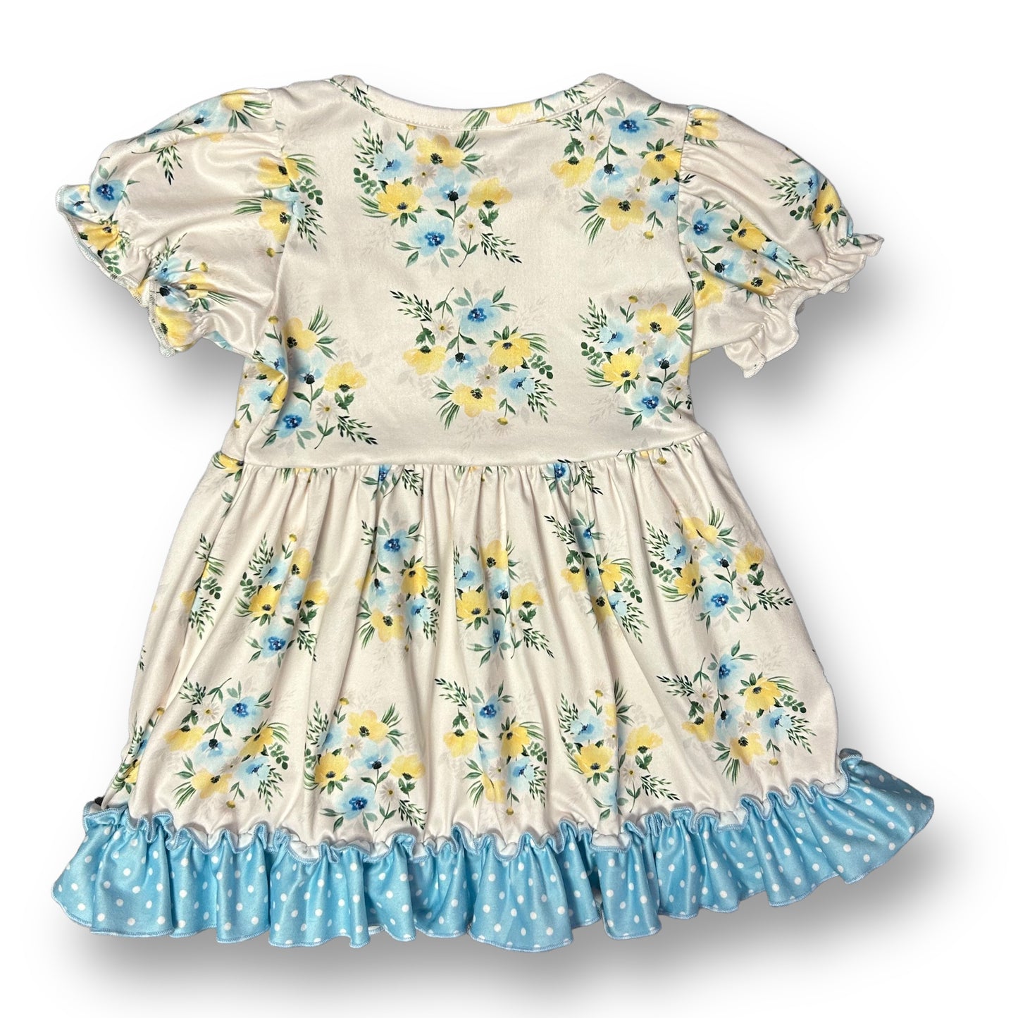 NEW! Girls Boutique Size 2 Floral Print Ivory Button Accent Soft Twirl Dress