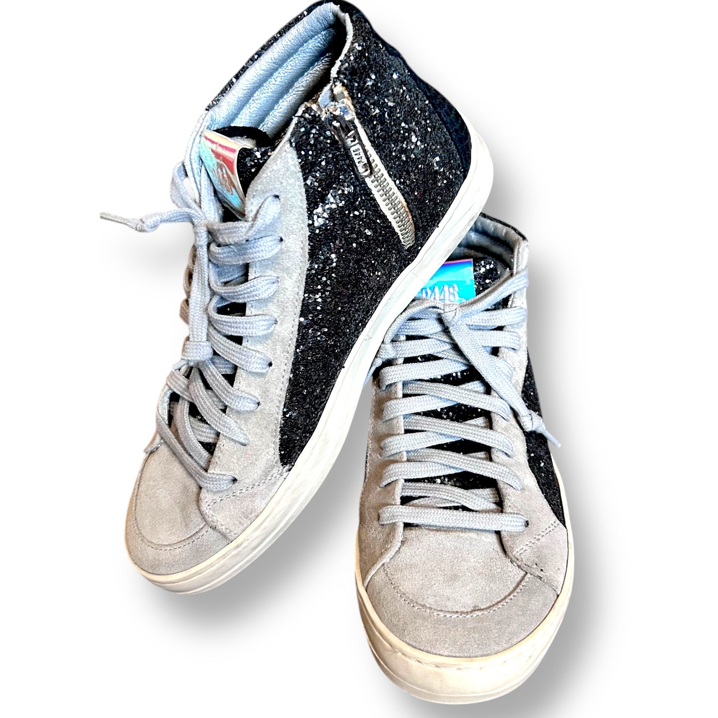 P448 Skate Sneaker Size 37 EU / Women’s 7 US Black & Gray High Top with Zipper