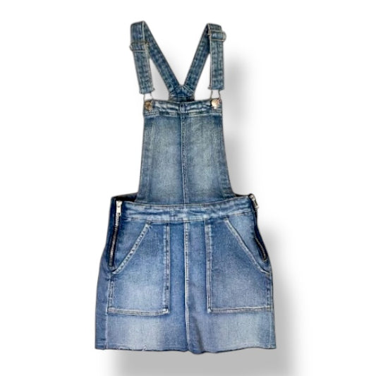 H&M Girls Denim Dress Size 10/11 Youth Classic Overall Jean Jumper with Zippers