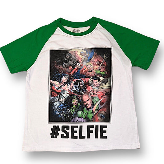 Boys Justice League Size 10/12 YMD Green & White Super Hero Tee