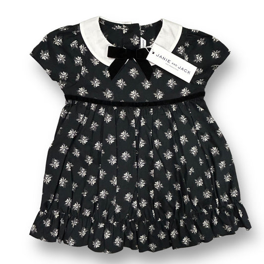 NEW! Girls Janie and Jack Size 12-18 Months Black & White Collared Dress