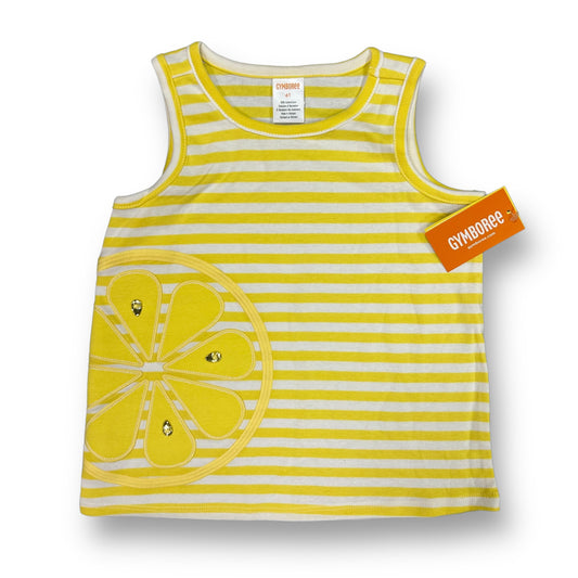 NEW! Girls Gymboree Size 4T Yellow & White Lemon Print Sleeveless Shirt