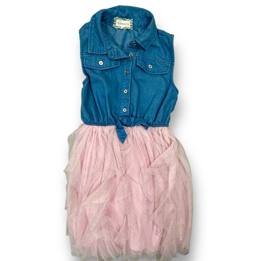 Girls Btween Size 10 Blue & Pink Denim Sleeveless Tulle Bottom Dress