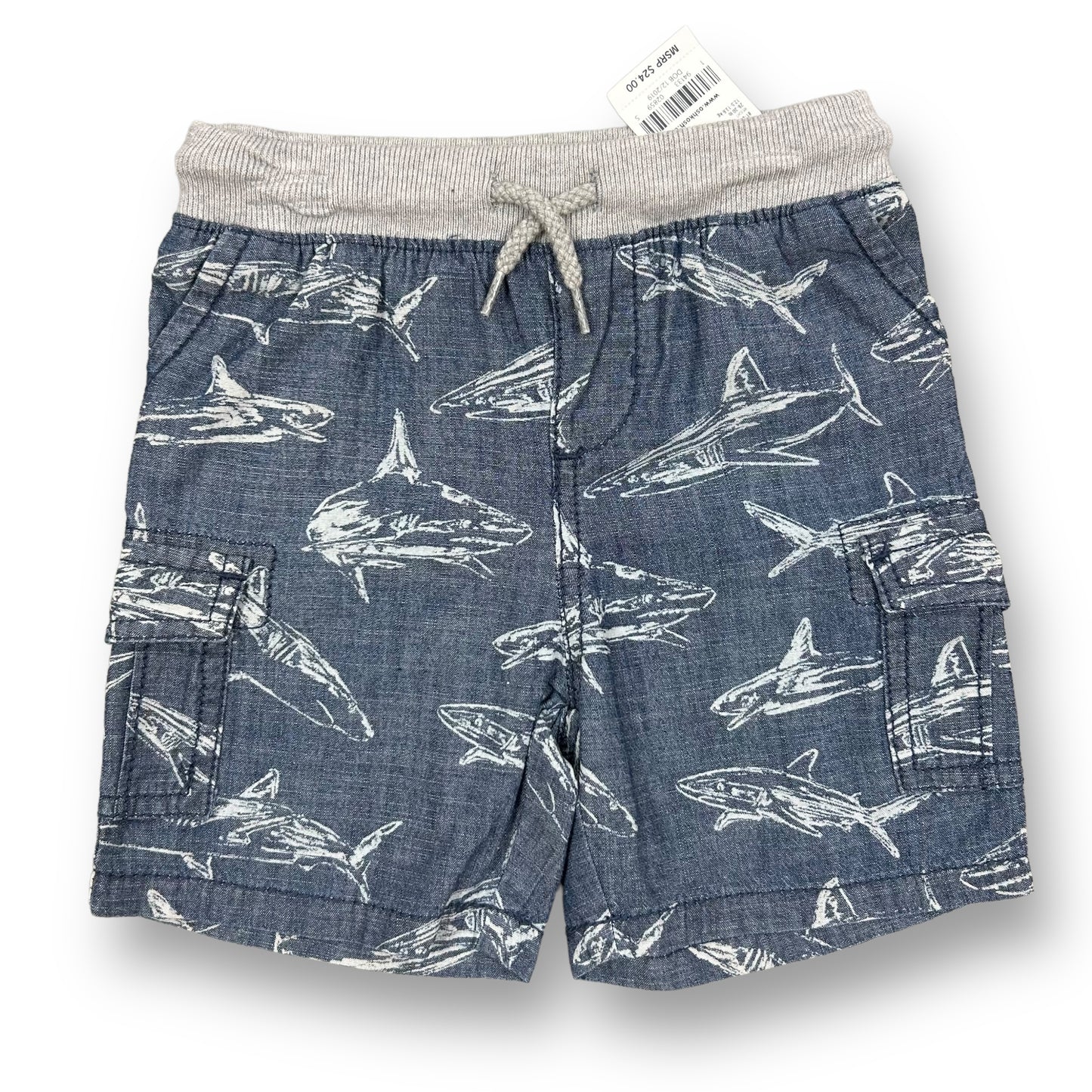 NEW! OshKosh Boys Size 24 Months Toddler Shark Print Drawstring Shorts