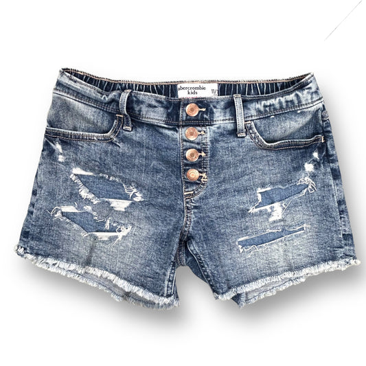 Girls Abercrombie Kids Size 11/12 Denim Distressed Mid-Rise Midi Shorts