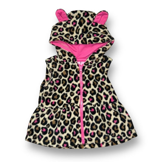 Girls Children's Place Size 3-6 Months Fleece Zip-Up Leopard Print Vest
