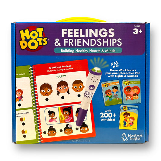 NEW! Educational Insights Hot Dots Feelings & Friendships 3 Workbooks & Pen