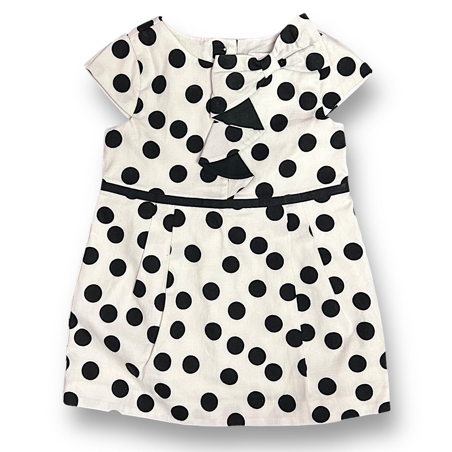 Girls Janie and Jack Size 12-18 Months Black & White Polka Dot Pleated Dress