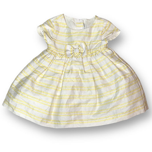 Girls Janie and Jack Size 12-18 Months Yellow Satin & Striped Party Dress