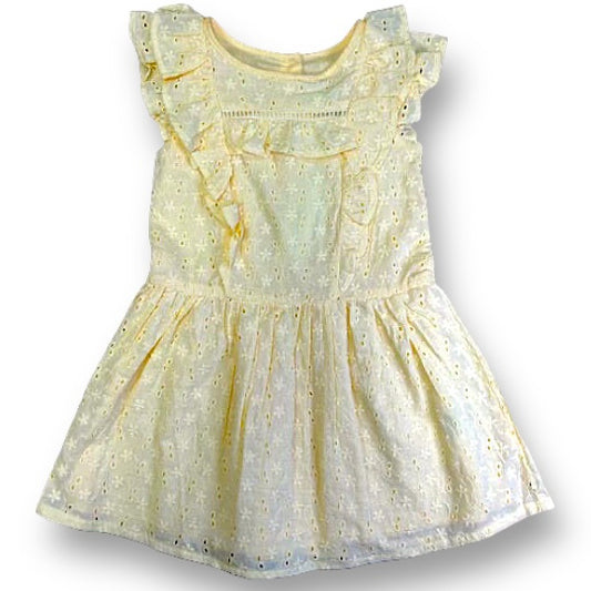 NEW! Girls Janie and Jack Size 3 Pale Yellow Eyelet Summer Dress