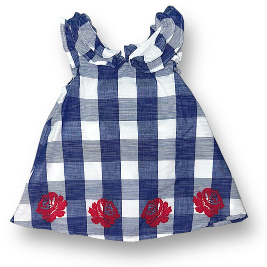 NEW! Janie and Jack 6-12 Months Gingham Sun Dress with Rose Embellishments