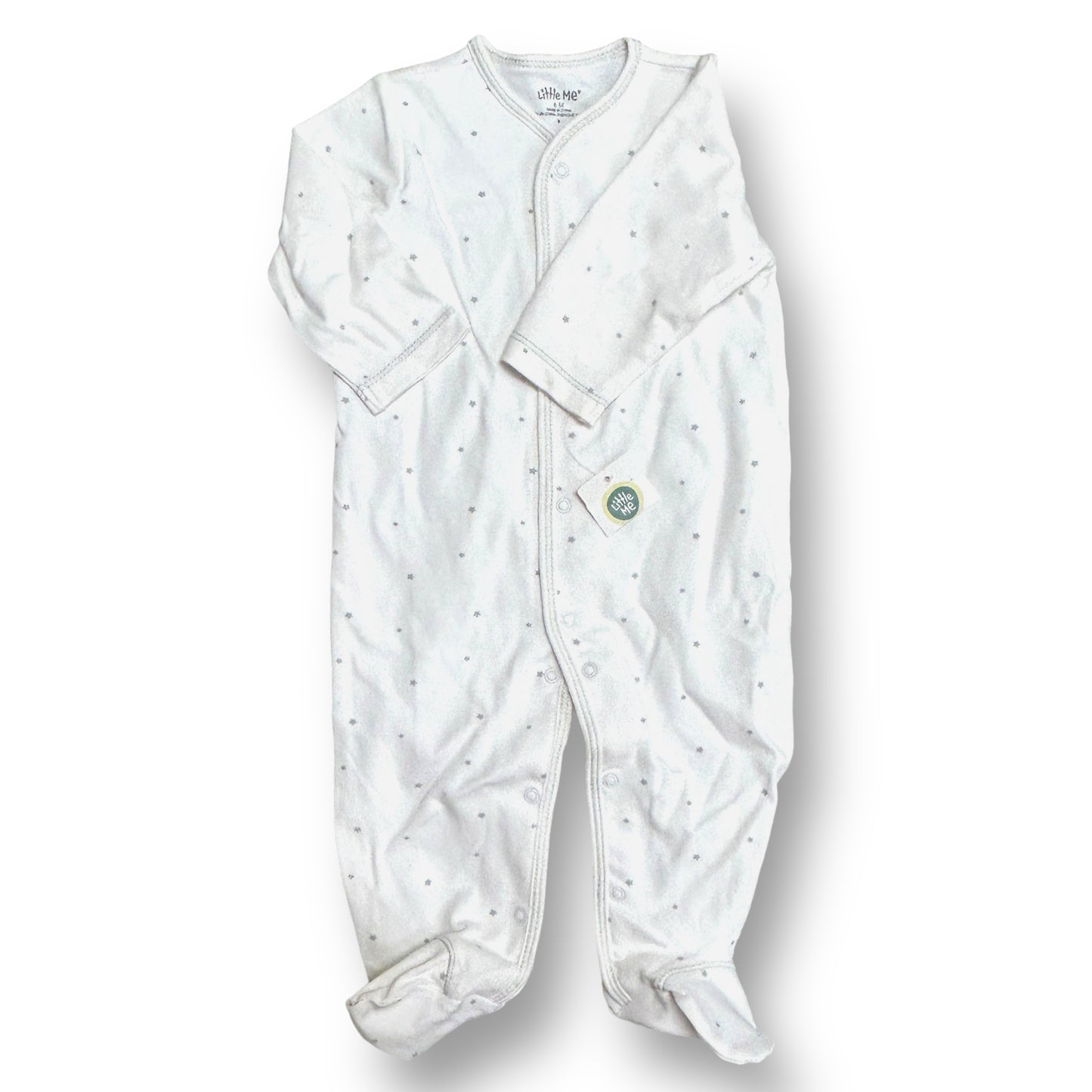 NEW! Boys Little Me Size 6 Months White Star Print Snap One-Piece