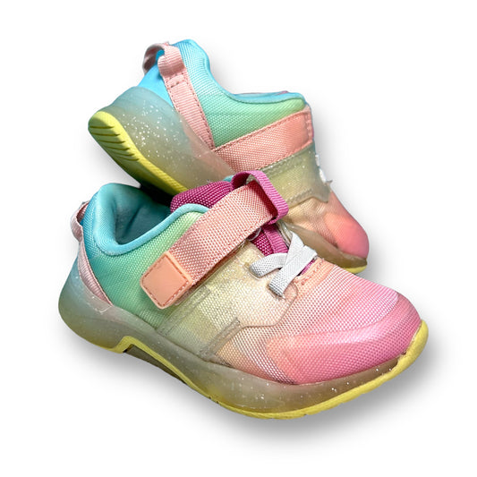Cat & Jack Toddler Girl Size 7 Pastel Rainbow Light-Up Sneakers