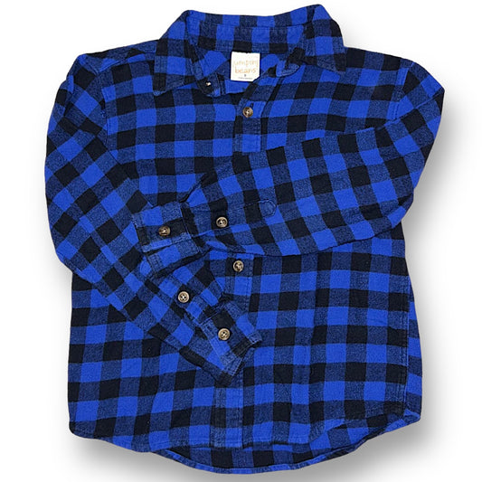 Boys Jumping Beans Size 6 Black/Blue Checkered Flannel Button Down Shirt