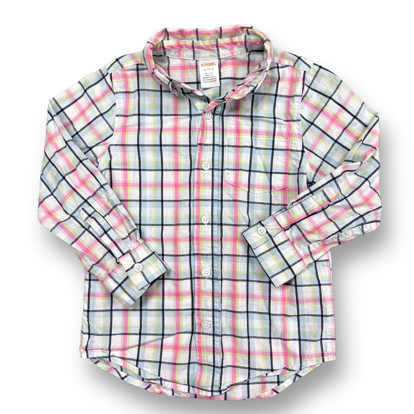 Boys Gymboree Size 3/4 Pastel Plaid Button Down Shirt