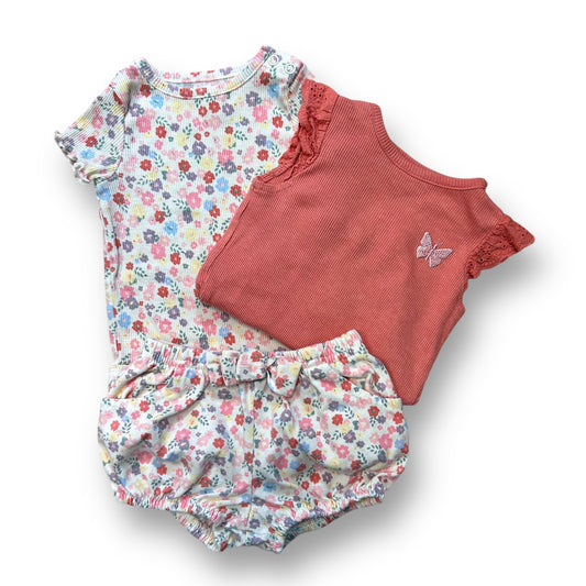 Girls Size 6-9 Months Peach Floral Print 3-Pc Mix and Match Outfit