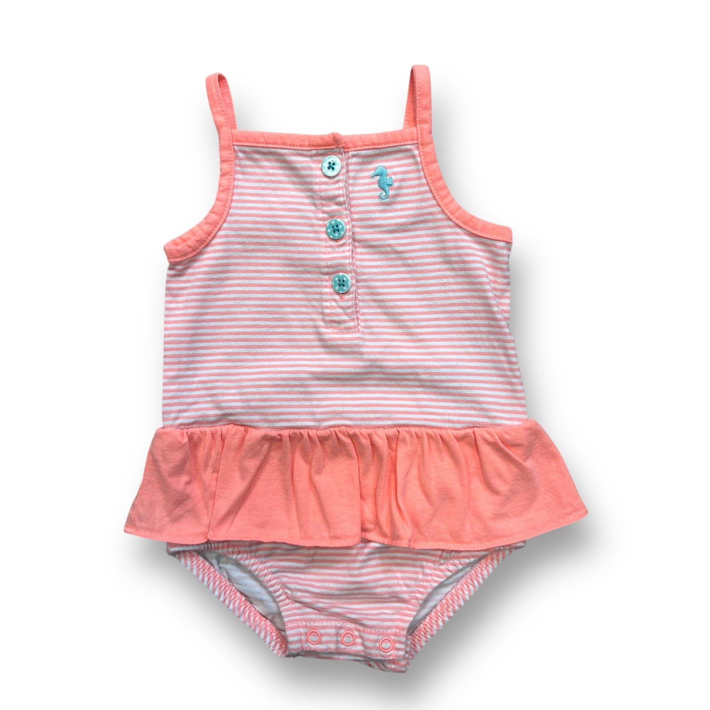 Carter's Size 9 Months Girls One Piece Striped Sleeveless Snap Bottom Romper