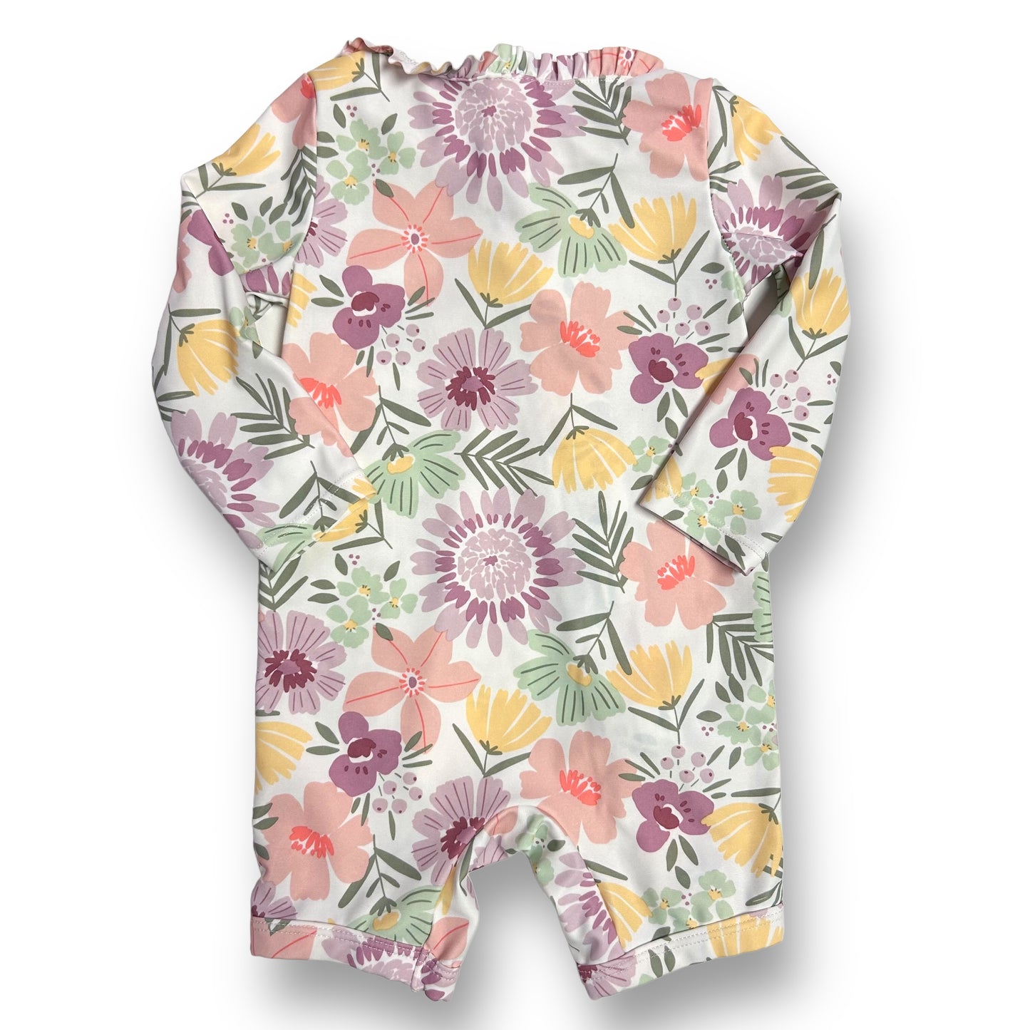 Girls Carter's Size 9 Months Pastel Floral Print Zip Rashguard Swimsuit