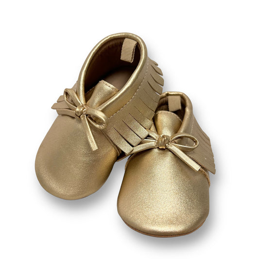 Old Navy Baby Girl Size 6-12 Months Gold Fringe Soft-Soul Shoes