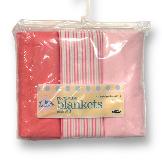 NEW! Old Navy Pink Receiving Blankets, 3-Pack