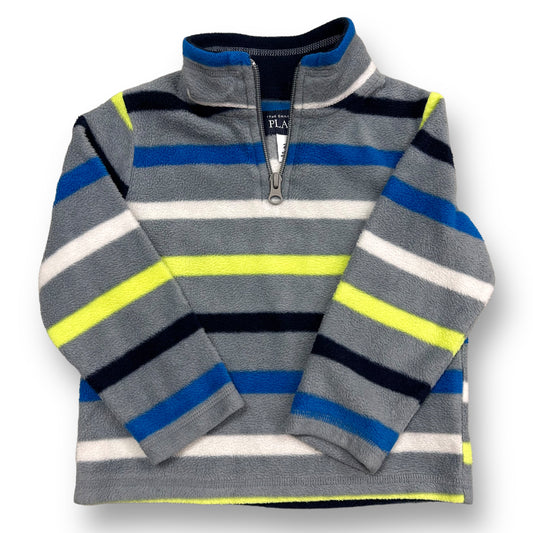 Boys Children's Place Size 2T Gray Striped Quarter-Zip Fleece Pullover