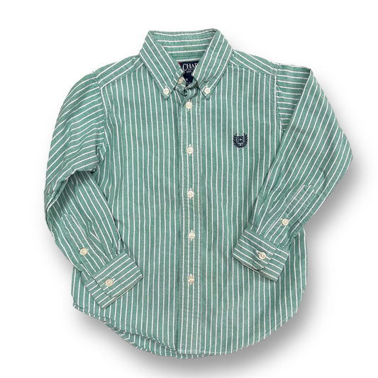 Boys Chaps Size 4 Light Green Pinstripe Long Sleeve Button Down Shirt