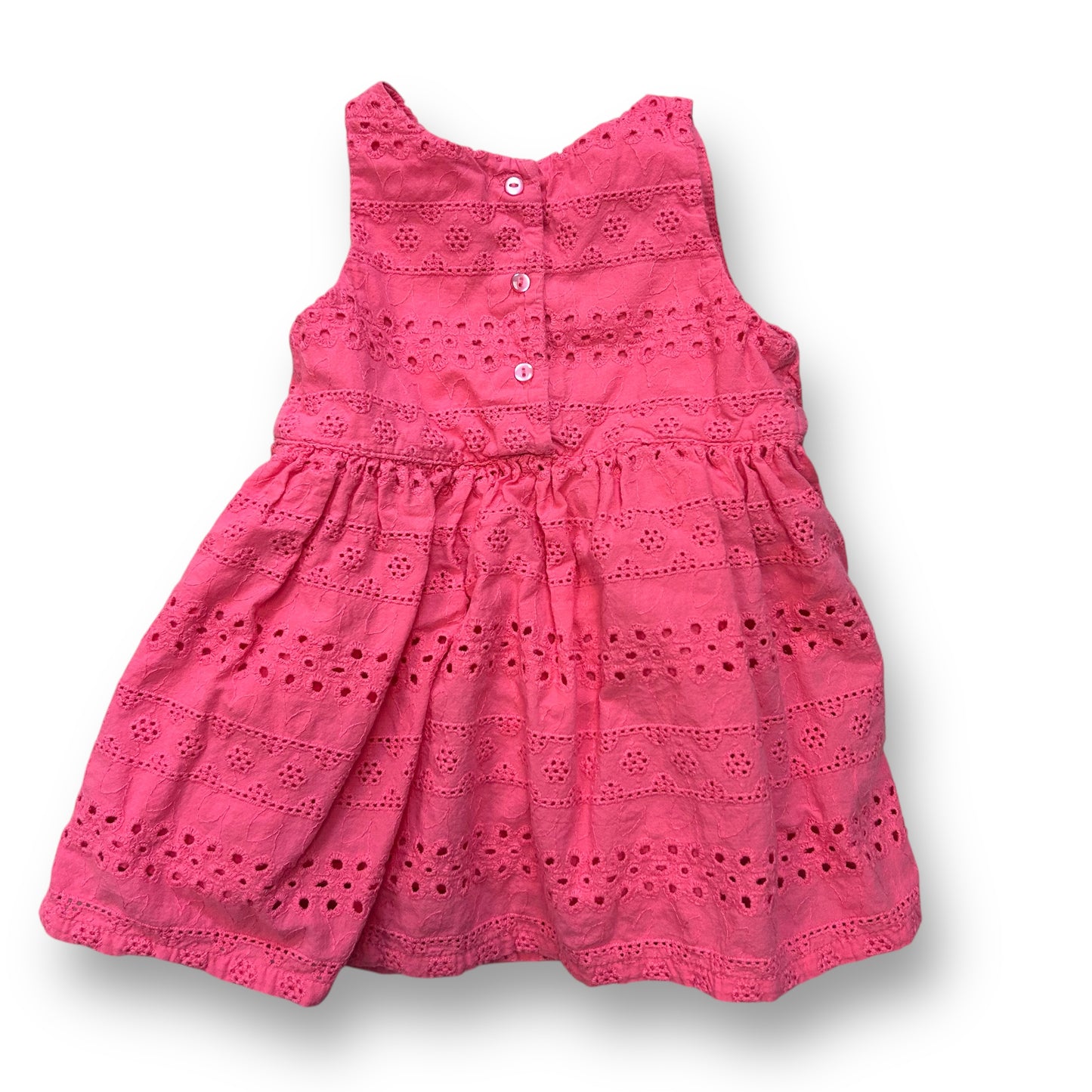 H&M Baby Girl Size 9-12 Months Pink Eyelet Cotton Sleeveless Dress