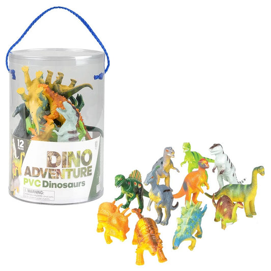 NEW! Dinosaur Playset Bucket 12-Pack Action Play Figures