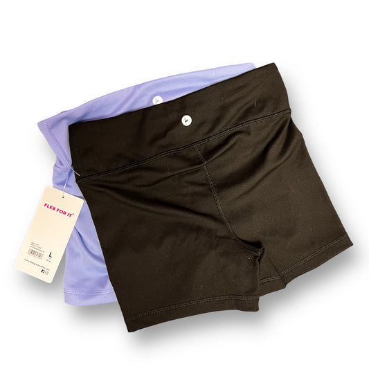 NEW! Girls Size 12 Purple & Black 2-Pc Athletic Spandex Shorts