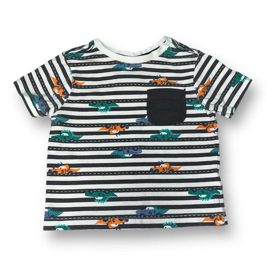 Boys Fierce Frank Size 12 Months Black & White Striped Dinosaur Shirt