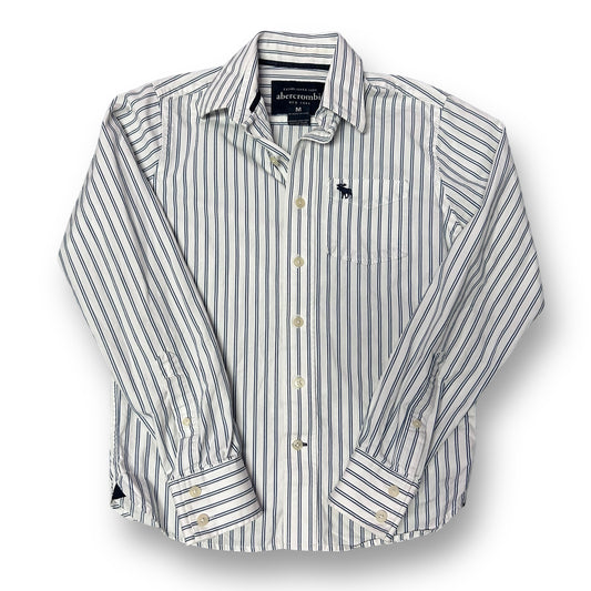 Boys Abercrombie Kids Size M 12 Blue/White Striped Long Sleeve Button Down Shirt