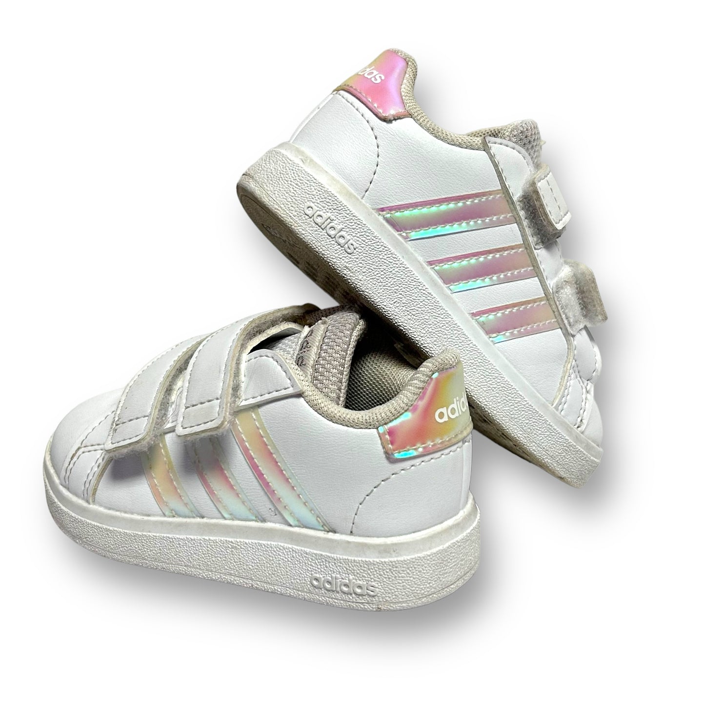 Adidas Toddler Girl Size 5 White / Pearl Metallic No-Tie Sneakers