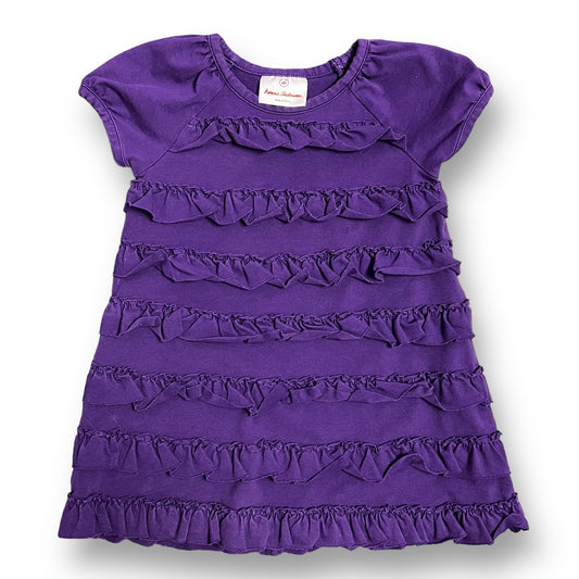 Girls Hanna Andersson Size 80/18-24 Months Dark Purple Short Sleeve Ruffle Dress